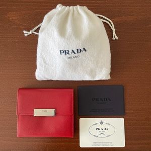 Vintage Prada Saffiano Leather Wallet in Red